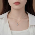Luxury Oval Moissanite Floral Halo Drop Pendant Necklace 925 Silver - Image 5