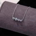 Luxury Four Stone Smile Bar Moissanite Necklace 925 Silver - Image 2
