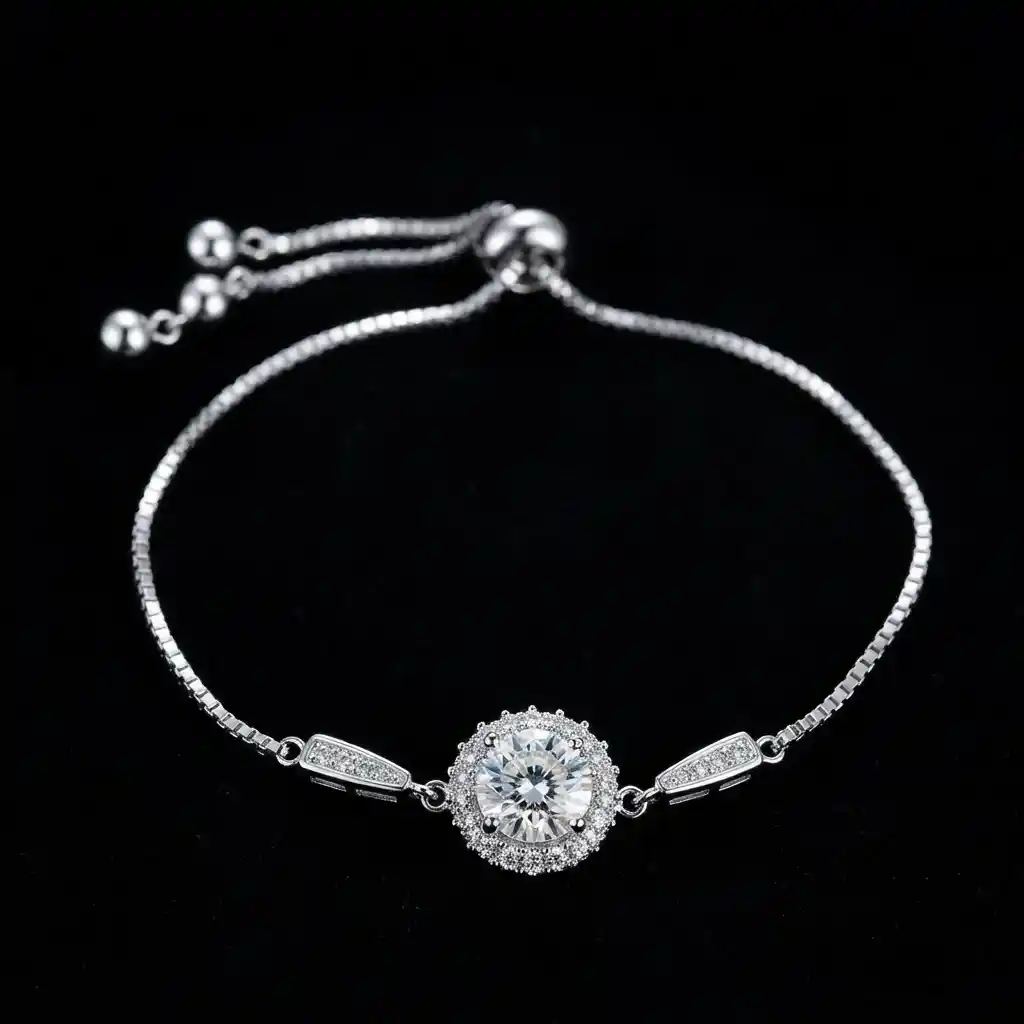 ad91e448-7884-431b-a9df-aa0e24b09030 Radiant Stamen Moissanite Bolo Bracelet 925 Silver - Image 1