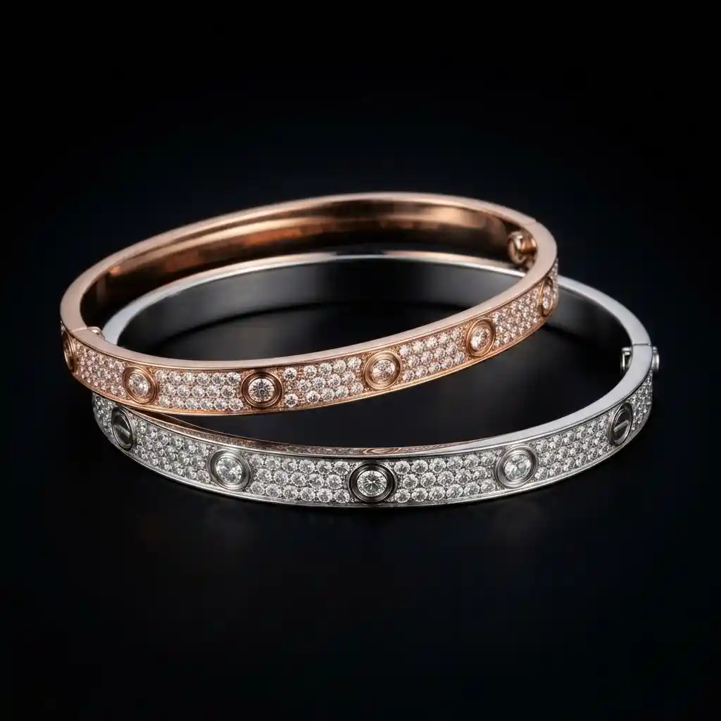 afb30ae2-69b1-42a5-bb90-1d0e5054a116 Wide Full Pave Moissanite Screw Bangle 925 Silver - Image 1