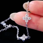 Five Blossom Star Moissanite Charm Bracelet Rose Gold - Image 3