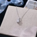 Luxury Vintage Radiant Moissanite Solitaire Pendant Necklace 925 Silver - Image 2