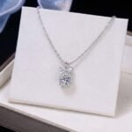 Luxury Bow Knot Princess Moissanite Pendant Necklace 925 Silver - Image 2