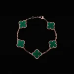 Green Agate Clover Bracelet 925 Silver - Image 4