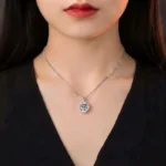 Luxury Beaded Round Moissanite Pendant Necklace 925 Silver - Image 6