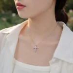 Luxury Vintage Classic Cross Moissanite Pendant Necklace 925 Silver - Image 5