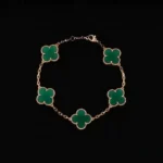 Green Agate Clover Bracelet 925 Silver - Image 3