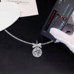 Luxury Bow Knot Princess Moissanite Pendant Necklace 925 Silver - Image 4