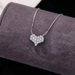 Luxury Pave Heart Moissanite Pendant Necklace 925 Silver - Image 2