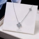 Luxury Clover Charm Moissanite Clavicle Necklace 925 Silver - Image 3