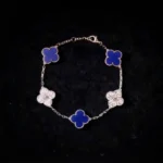 Lapis Lazuli Moissanite Clover Bracelet 925 Silver - Image 3