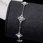 Versatile Floral Moissanite Charm Bracelet 925 Silver - Image 2