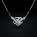 Luxury Camellia Flower Moissanite Pendant Necklace 925 Silver - Image 2