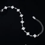 Pave Floral Moissanite Charm Bracelet 925 Silver - Image 5