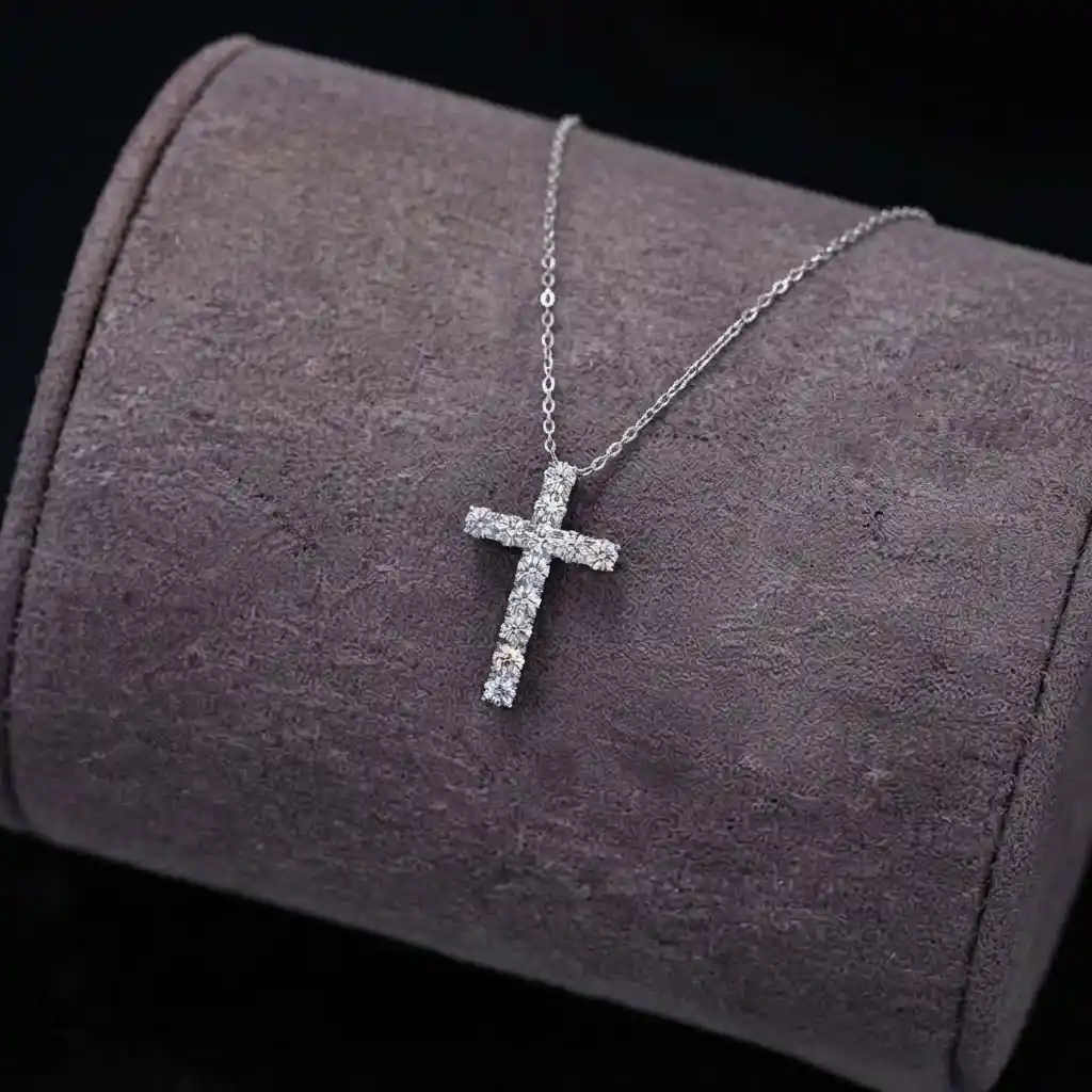 bf3a5236-e322-444a-80b9-b529d90266dc Luxury Vintage Classic Cross Moissanite Pendant Necklace 925 Silver - Image 1