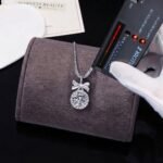 Luxury Bow Knot Princess Moissanite Pendant Necklace 925 Silver - Image 3