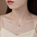 Twinkling Star Four-Prong Solitaire Moissanite Pendant Necklace 925 Silver - Image 5
