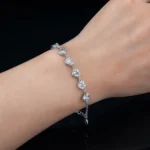 Heart Moissanite Charm Bracelet 925 Silver - Image 4