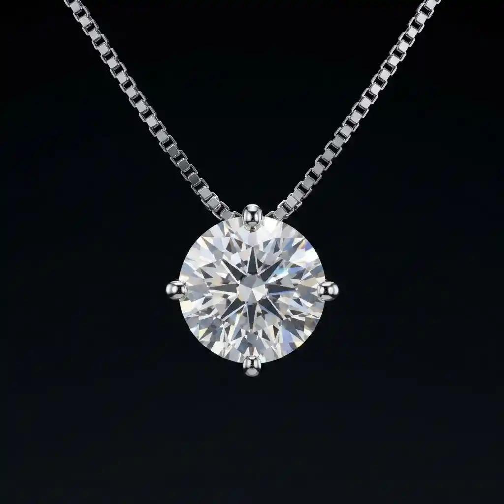 ca014fc0-fefa-4690-b041-05bf559205e3 Twinkling Star Four-Prong Solitaire Moissanite Pendant Necklace 925 Silver - Image 1
