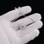 Solitaire Halo Moissanite Charm Bracelet 925 Silver - Image 3