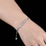 Row Stone Moissanite Line Bracelet 925 Silver - Image 4