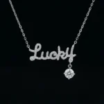 Luxury Lucky Letter Moissanite Dangle Pendant Necklace 925 Silver - Image 2
