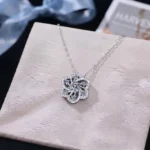 Luxury Filigree Flower Moissanite Pendant Necklace 925 Silver - Image 3