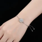 Radiant Sunflower Moissanite Charm Bracelet 925 Silver - Image 3