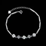 Lucky Clover Moissanite Charm Bracelet 925 Silver