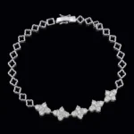 Hollow Floral Moissanite Charm Bracelet 925 Silver
