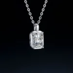Luxury Vintage Radiant Moissanite Solitaire Pendant Necklace 925 Silver - Image 3