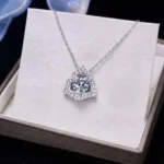 Luxury Fresh Floral Petal Moissanite Pendant Necklace 925 Silver - Image 3