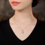 Luxury Oval Moissanite Floral Halo Drop Pendant Necklace 925 Silver - Image 6