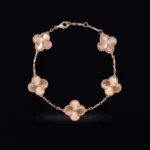 Full Laser Clover Bracelet Rose Gold 925 Silver