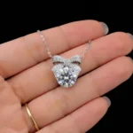 Luxury Paved Bow Moissanite Pendant Necklace 925 Silver - Image 4