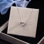 Luxury Open Heart Paved Moissanite Pendant Necklace 925 Silver - Image 2