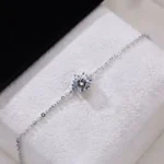 Classic Six Prong Moissanite Charm Bracelet 925 Silver - Image 3