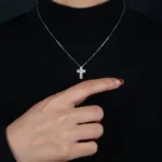 Luxury Classic Cross Moissanite Pendant Necklace 925 Silver - Image 4