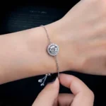 Solitaire Halo Moissanite Charm Bracelet 925 Silver - Image 2