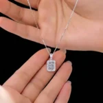 Luxury Sparkling Sugar Cube Moissanite Pendant Necklace 925 Silver - Image 3