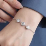 Bezel Set Moissanite Charm Bracelet 925 Silver - Image 4