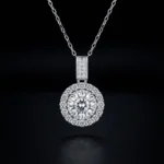 Luxury Classic Double Halo Moissanite Pendant Necklace 925 Silver - Image 2