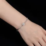 Classic Six Prong Moissanite Charm Bracelet 925 Silver - Image 4