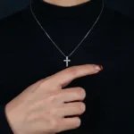 Luxury Vintage Classic Cross Moissanite Pendant Necklace 925 Silver - Image 4