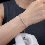 Row Stone Moissanite Line Bracelet 925 Silver - Image 5