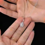 Luxury Double Halo Pear Moissanite Pendant Necklace 925 Silver - Image 4