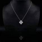 Luxury Sparkling Clover Halo Moissanite Pendant Necklace 925 Silver