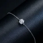Classic Six Prong Moissanite Charm Bracelet 925 Silver - Image 2