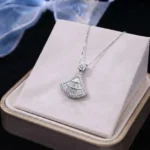 Luxury Princess Dress Fan Moissanite Pendant Necklace 925 Silver - Image 3