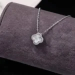 Luxury Four-Leaf Clover Shell Moissanite Pendant Necklace 925 Silver - Image 2